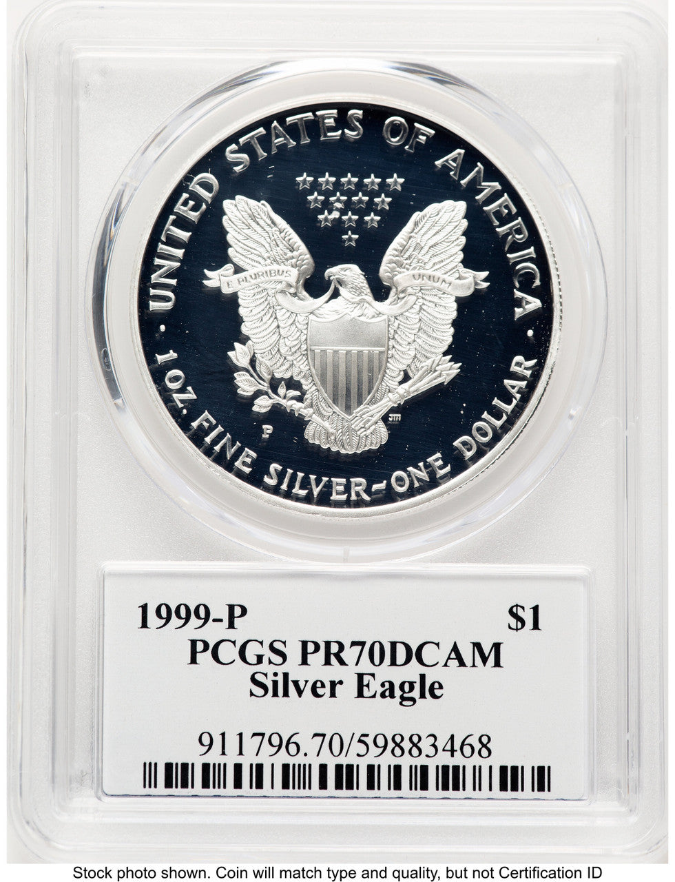 1999-P Proof Silver Eagle 1 oz TD Rogers PCGS PR70