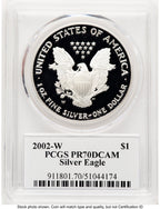 2002-W Proof Silver Eagle 1 oz TD Rogers PCGS PR70
