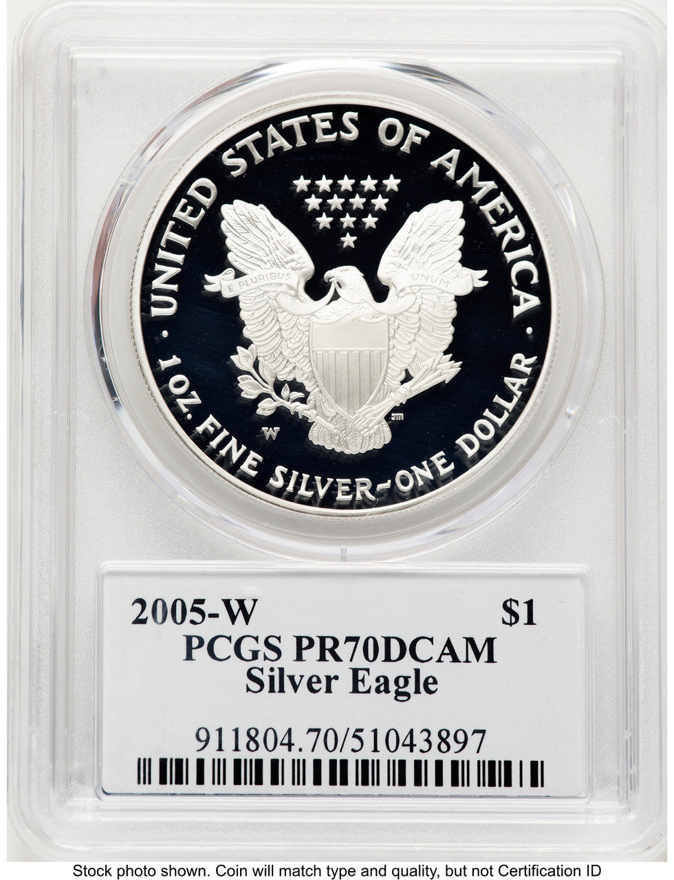 2005-W Proof Silver Eagle 1 oz TD Rogers PCGS PR70