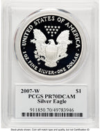 2007-W Proof Silver Eagle 1 oz TD Rogers PCGS PR70