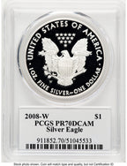 2008-W Proof Silver Eagle 1 oz TD Rogers PCGS PR70