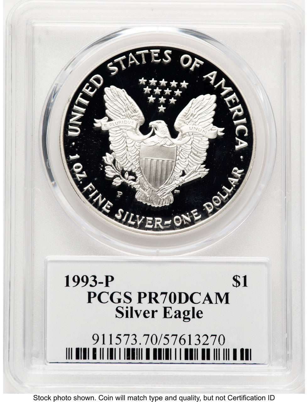 1993-P Proof Silver Eagle 1 oz TD Rogers PCGS PR70 (781017099)