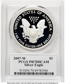 2007-W Proof Silver Eagle 1 oz TD Rogers PCGS PR70 (781017113)