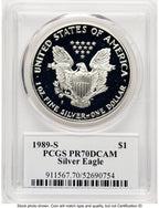 1989-S Proof Silver Eagle 1 oz TD Rogers PCGS PR70 (781017117)