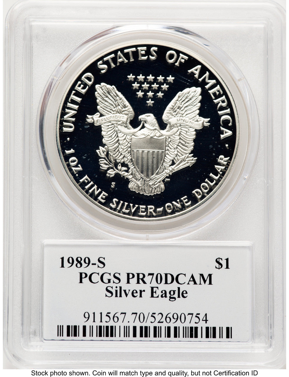 1989-S Proof Silver Eagle 1 oz TD Rogers PCGS PR70 (781017117)