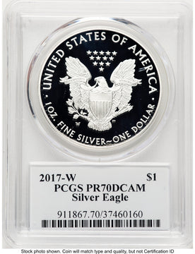 2017-W Proof Silver Eagle 1 oz TD Rogers PCGS PR70 (781017120)