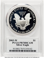 2003-W Proof Silver Eagle 1 oz TD Rogers PCGS PR70 (781017129)