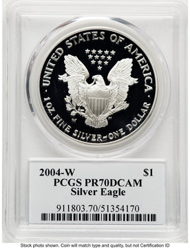 2004-W Proof Silver Eagle 1 oz TD Rogers PCGS PR70 (781017131)