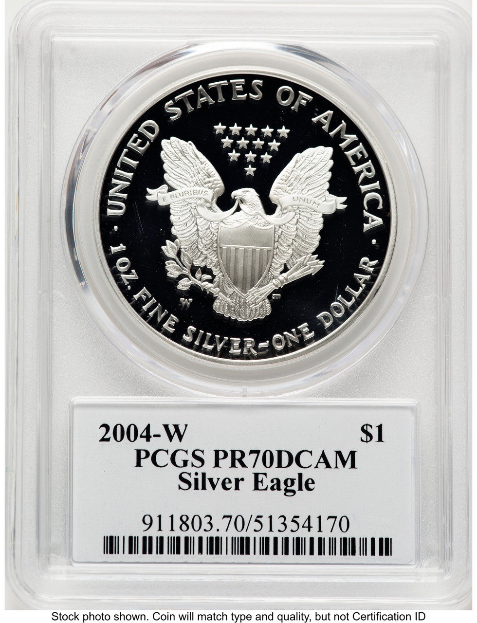 2004-W Proof Silver Eagle 1 oz TD Rogers PCGS PR70 (781017131)