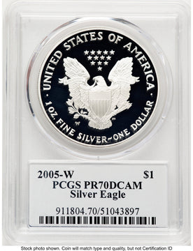 2005-W Proof Silver Eagle 1 oz TD Rogers PCGS PR70 (781017135)