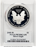 2005-W Proof Silver Eagle 1 oz TD Rogers PCGS PR70 (781017135)