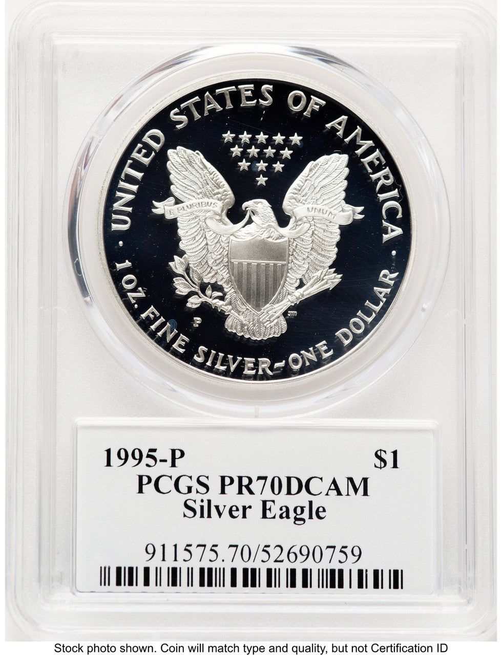 1995-P Proof Silver Eagle 1 oz TD Rogers PCGS PR70 (781017137)