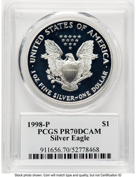 1998-P Proof Silver Eagle 1 oz TD Rogers PCGS PR70 (781017139)