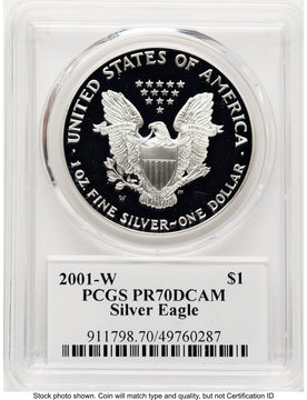 2001-W Proof Silver Eagle 1 oz TD Rogers PCGS PR70 (781017158)