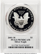 2001-W Proof Silver Eagle 1 oz TD Rogers PCGS PR70 (781017158)