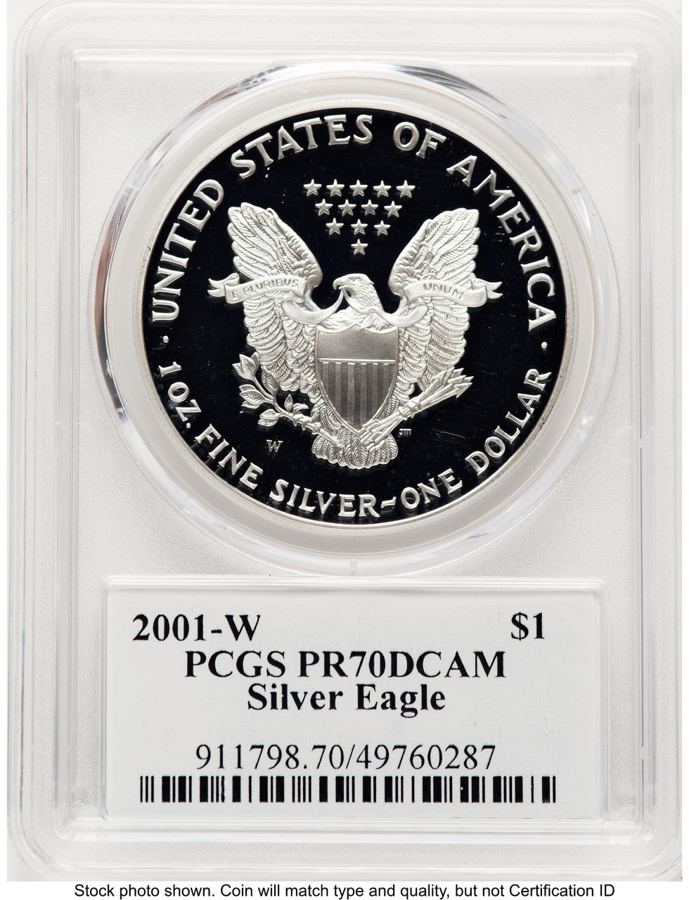 2001-W Proof Silver Eagle 1 oz TD Rogers PCGS PR70 (781017158)