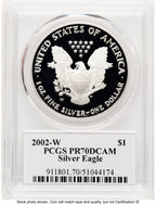 2002-W Proof Silver Eagle 1 oz TD Rogers PCGS PR70