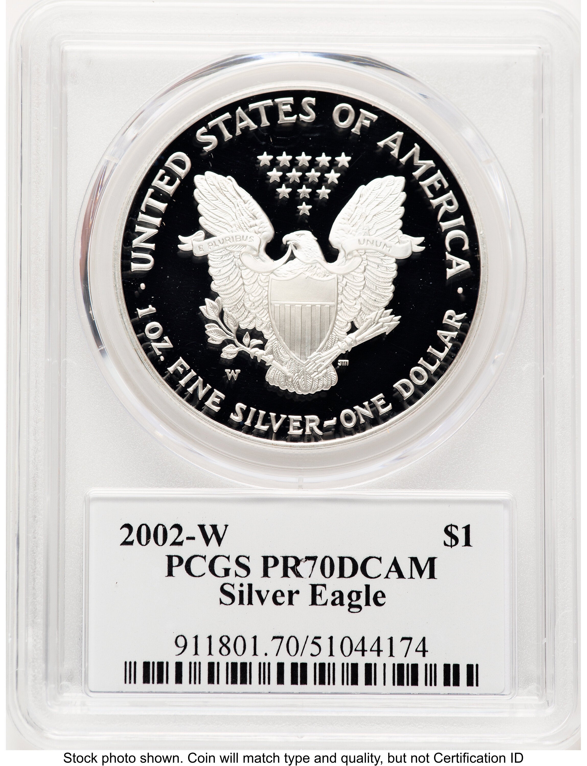 2002-W Proof Silver Eagle 1 oz TD Rogers PCGS PR70