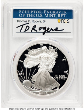 2004-W Proof Silver Eagle 1 oz TD Rogers PCGS PR70