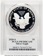 2020-S Proof Silver Eagle 1 oz TD Rogers PCGS PR70