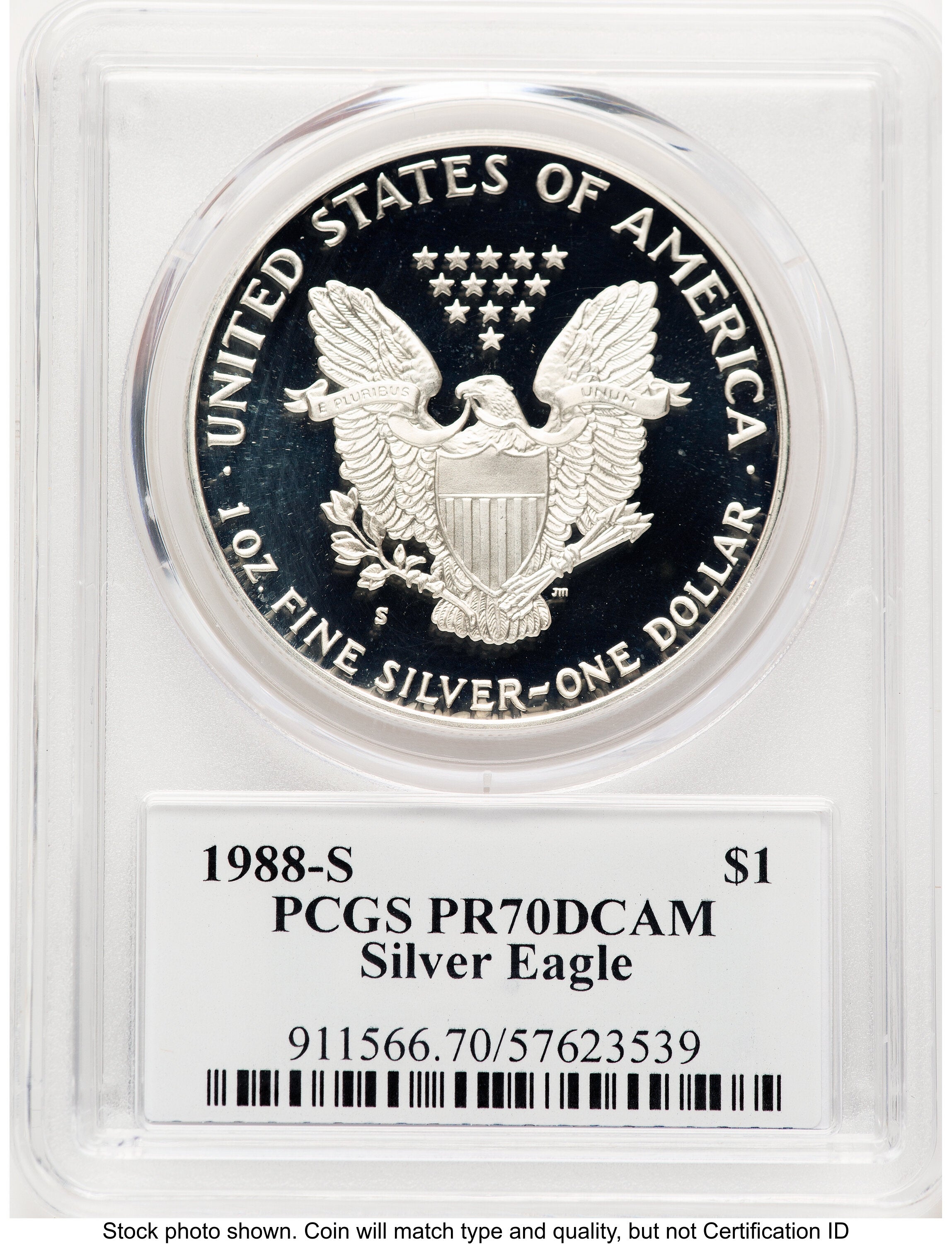 1988-S Proof Silver Eagle 1 oz TD Rogers PCGS PR70