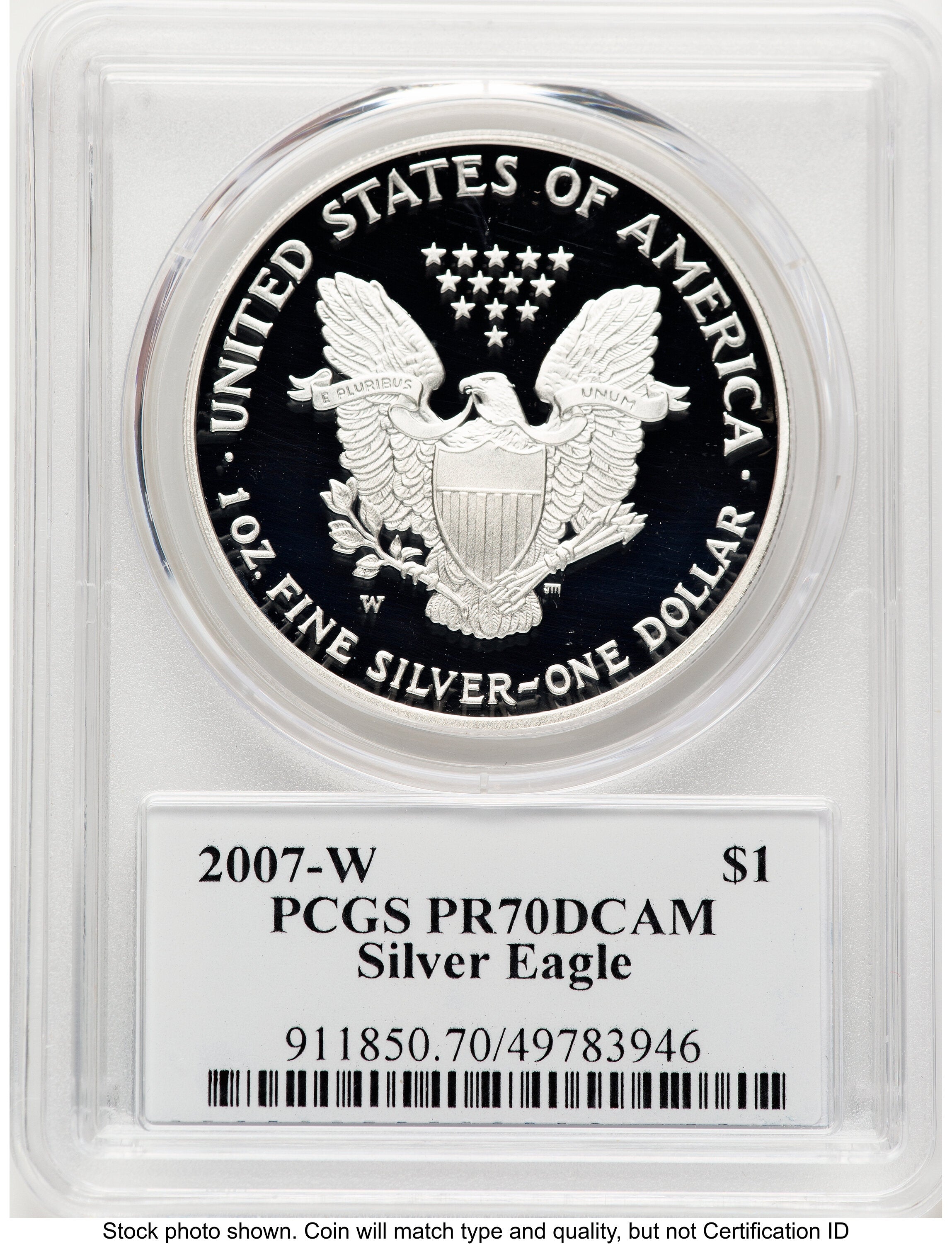 2007-W Proof Silver Eagle 1 oz TD Rogers PCGS PR70