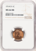1914-D 1C RB Lincoln Cent NGC MS66