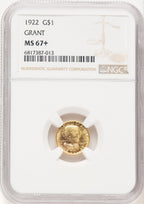 1922 G$1 Grant No Star Commemorative Gold NGC MS67+ (781062019)