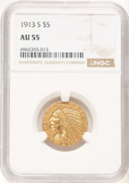 1913-S $5 Indian Half Eagle NGC AU55