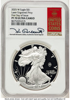 2025-W Proof Silver Eagle Privy Laser Engraved 1 oz FDI Kenneth Bressett Red Book NGC PF70
