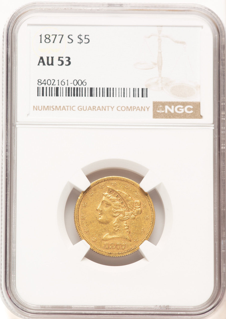 1877-S $5 Liberty Half Eagle NGC AU53 (781098016)