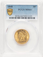 1848 $5 Blue Gradient Liberty Half Eagle PCGS MS64