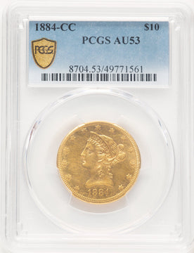 1884-CC $10 Blue Gradient Liberty Eagle PCGS AU53
