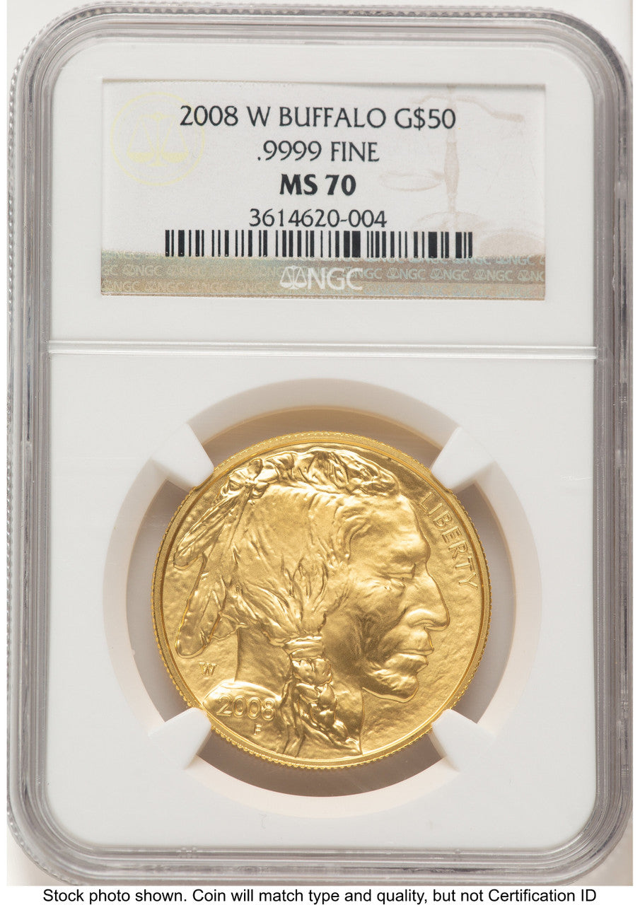2008-W Burnished Gold Buffalo 1 oz Brown Label NGC MS70 (781134005)