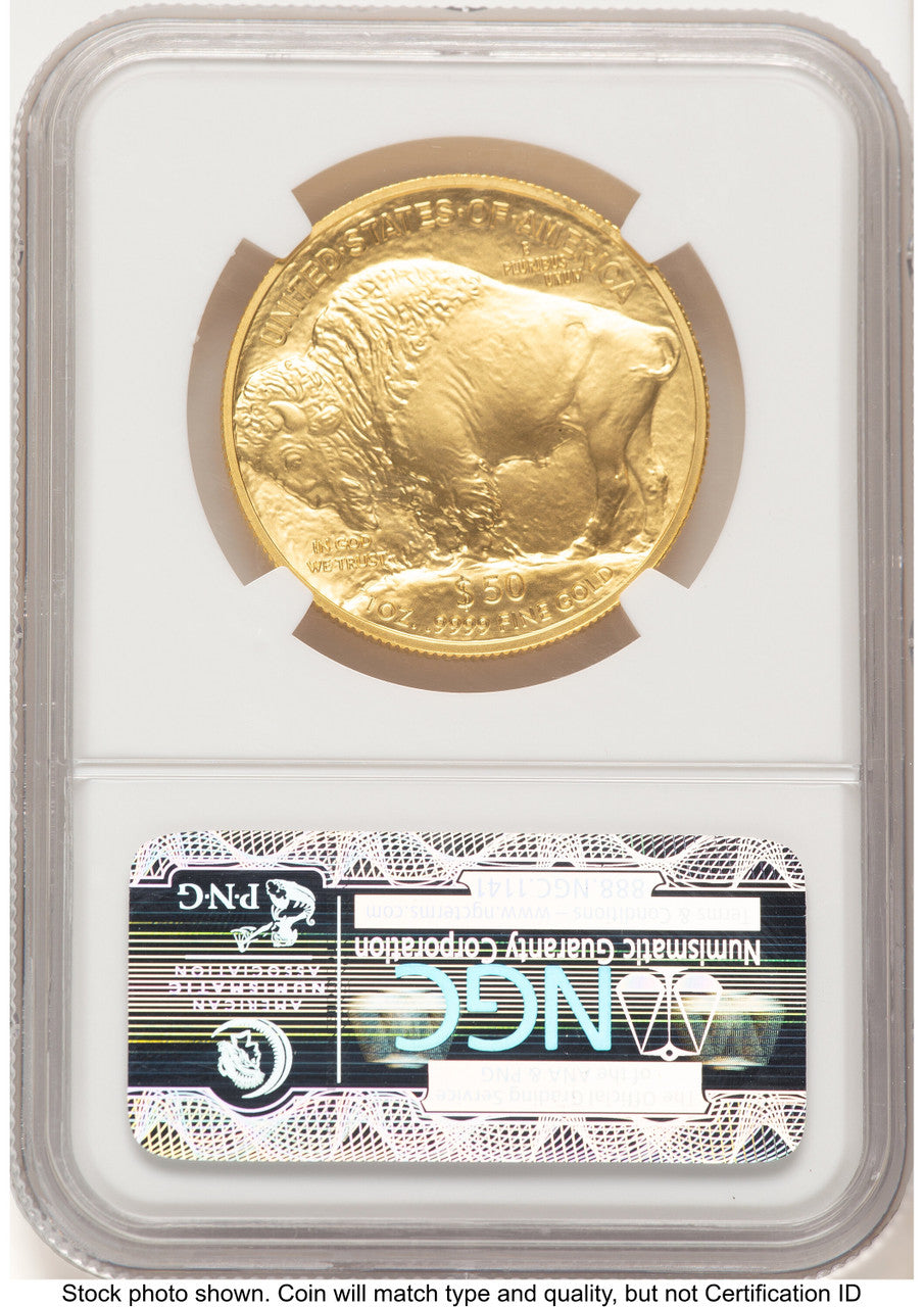 2008-W Burnished Gold Buffalo 1 oz Brown Label NGC MS70 (781134005)
