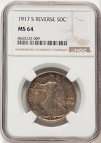1917-S 50C REVERSE Walking Liberty Half Dollar NGC MS64 (781146001)