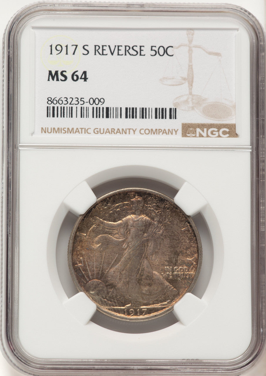 1917-S 50C REVERSE Walking Liberty Half Dollar NGC MS64 (781146001)
