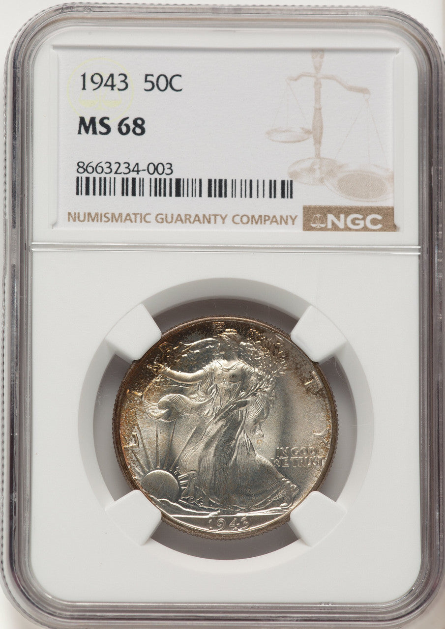 1943 50C Walking Liberty Half Dollar NGC MS68