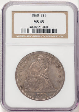 1868 Seated Dollar NGC MS65