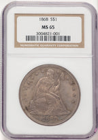 1868 Seated Dollar NGC MS65