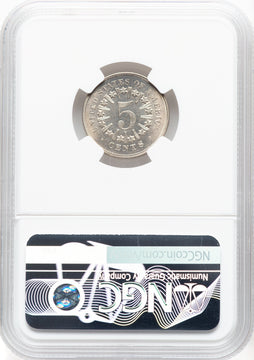 1866 5C RAYS Shield Nickel NGC MS66+