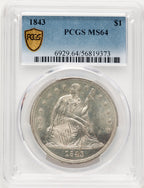 1843 Seated Dollar PCGS MS64