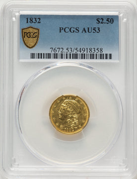 1832 $2.50 Early Quarter Eagle PCGS AU53