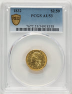 1832 $2.50 Early Quarter Eagle PCGS AU53