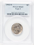 1913-S T-1 Buffalo Nickel PCGS MS65
