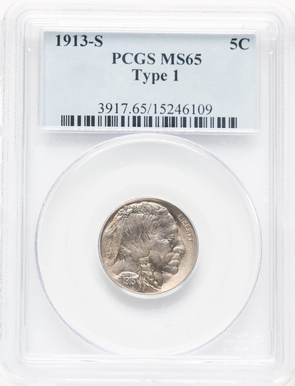 1913-S T-1 Buffalo Nickel PCGS MS65