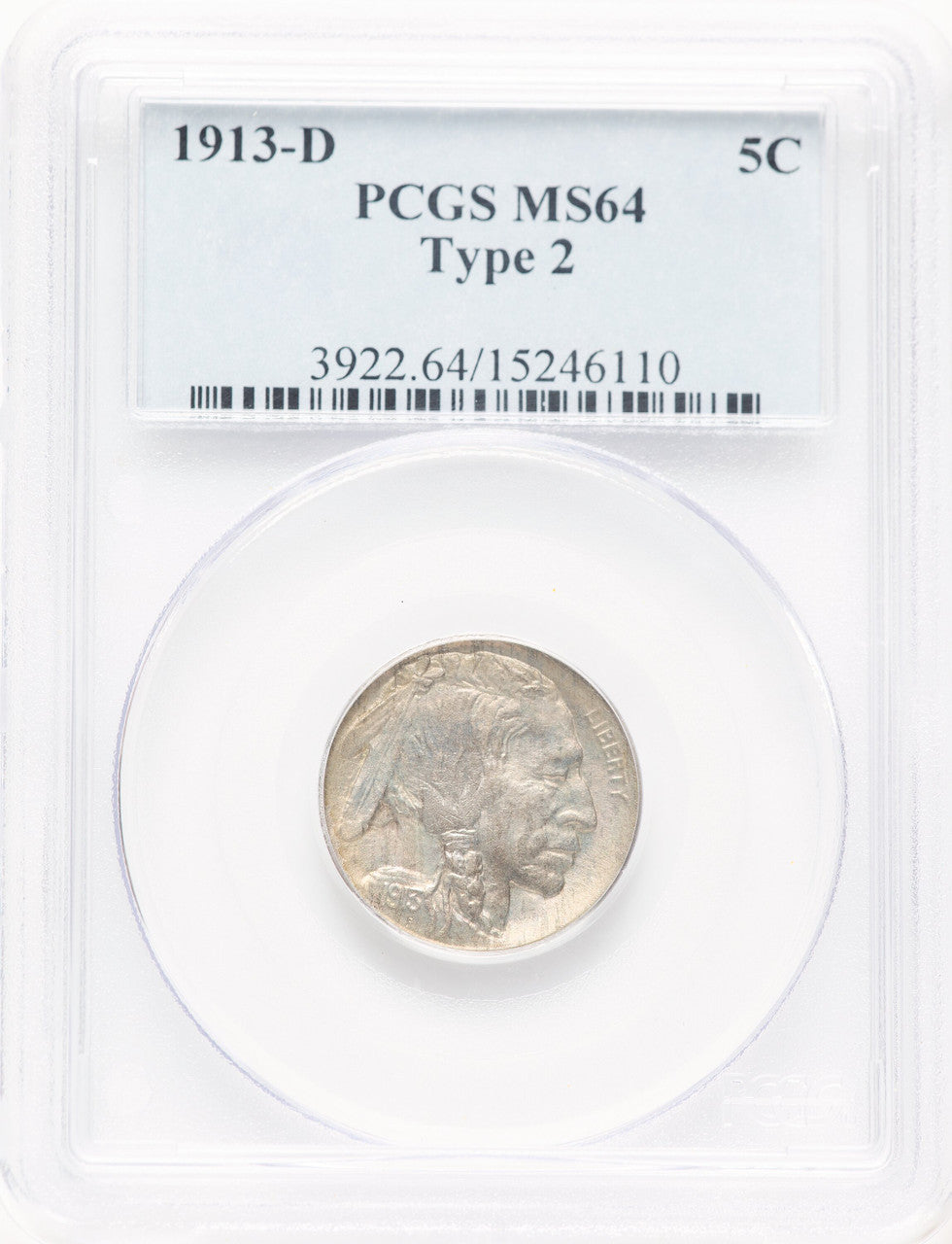 1913-D 5c Type Two Buffalo Nickel PCGS MS64 (781258002)