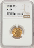 1914-D $2.50 Indian Quarter Eagle NGC MS62