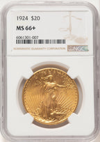 1924 $20 Saint Saint-Gaudens Double Eagle NGC MS66+