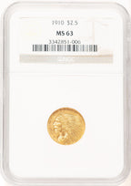 1910 $2.50 Indian Quarter Eagle NGC MS63 (781313008)